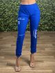 Viscose Stamp Crumpled Pants/Blue Royal