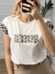 T-shirt Leopard QUEEN/White