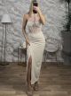 HalterNeck Corset Maxi Dress/Beige
