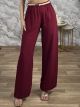 Highwaist Viscose KnittedBelt Pants-3388/Burgundy