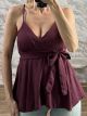 Viscose Bow Top-26195/Burgundy