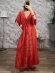 Short Sleeves Silk Maxi Dress-1267/Orange