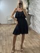 Ruffles Mini Dress-2990/Navy Blue