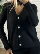 Strass Buttons Cardigan/Black