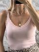 Lace Straps Cotton Top-2075/Pink