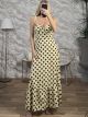 Polka Dot Ruffled Maxi Dress/Yellow