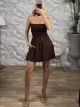 Strapless ShirredTop Viscose Playsuit-3727/Chocolat
