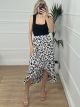 Asymmetrical Floral Skirt/White