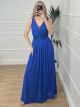 Pleated Bust Maxi Dress/Blue Royal
