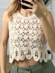 Knitted Crochet Crop Top/Beige