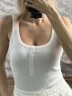 Ribbed Buttons Bodysuit-3930/White
