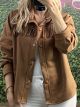 Button Fringe Suede Jacket/Camel
