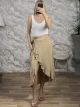 Viscose Ruffle Midi Bow Skirt-20576/Camel