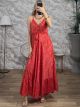 Silk Boho Maxi Dress-4624/Coral