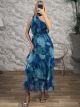 SilverThread Ruffled Maxi Dress-6449/Blue