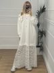 Maxi Sweatshirt Lace Dress/White