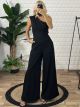 Crep Jumpsuit Buttons/Black