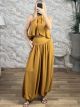Balloon HalterNeck Top&Pants Set-10822/Mustard