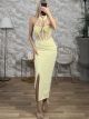 HalterNeck Corset Maxi Dress/Yellow