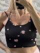 Elastic X-Back Flowers Top-24029/Black