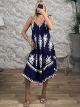 Viscose Short Dress-6220/Navy Blue