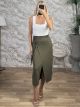 Viscose Wrap Midi Skirt/Khaki