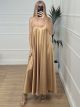 Oversized Satin Maxi Dress/Beige