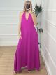 OpenBack 1-Colour Dress/Magenta