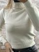 Turtleneck Cropped Top-3208/Ecru