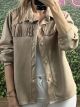 Button Fringe Suede Jacket/Beige