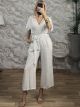 Cotton&Linen Shortsleeve Jumpsuit-6272/White