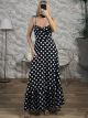 Polka Dot Ruffled Maxi Dress/Black