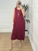 Oversized Necklace Midi Dress/Burgundy