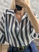 Wide Stripes Shirt-4099/Navy Blue