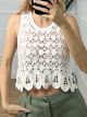 Knitted Crochet Crop Top/White