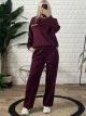 Rhinestones Viscose Set/Burgundy2