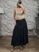 Viscose Belt Maxi Skirt/Black