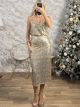 Sequins Midi Skirt/Gold