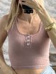 Viscose Buttons Ribbed Top-9693/D.Pink