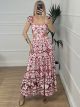 Cut Outs Print Maxi Dress/Red