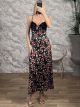 LaceBust Floral Elastic Maxi Dress-48213/Black