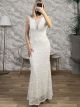 Mermaid Lace C-Through Maxi Dress/White