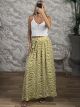 Silk Boho Maxi Skirt-584/Lime