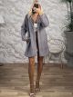 Furry Button Coat-93835/Grey