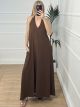 OpenBack 1-Colour Dress/Chocolat