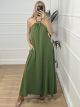 OpenBack Golden Detail Dress/Lime