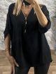Zipper ButtonSleeves Top/Black