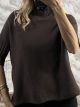 High-Necked Knitted Sweater-8103/Chocolat