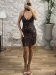 Openback X Sequins Dress/Chocolat
