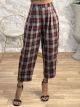 Office Plaid Pants/Burgundy